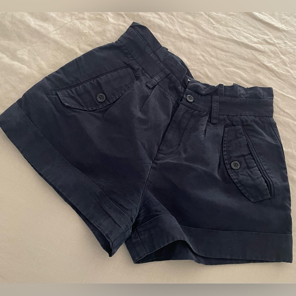 Kate Spade New York evening shorts elegant navy silk/cotton high waist size 4/6